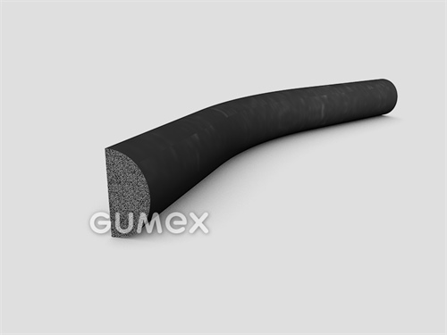 Mikroporézny profil tvaru "D", 20x10/R10mm, 2-prúd, hustota 500kg/m3, EPDM, -30°C/+80°C, čierny